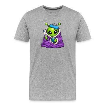 Kuscheliger Alien Schnupfen Cozy - Männer Premium Bio T-Shirt - Grau meliert - Vorne - Damien (186cm)