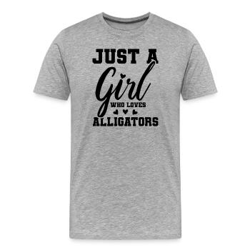 Juste une fille qui aime les alligators – Fan d’alligators - T-shirt bio Premium Homme - gris chiné - Devant - Damien (186cm)
