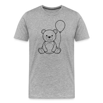 Teddybär hält Ballon - Männer Premium Bio T-Shirt - Grau meliert - Vorne - Damien (186cm)