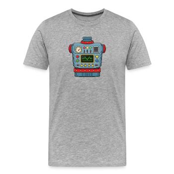 Cooler Comic Roboter – Futuratives Design - Männer Premium Bio T-Shirt - Grau meliert - Vorne - Damien (186cm)