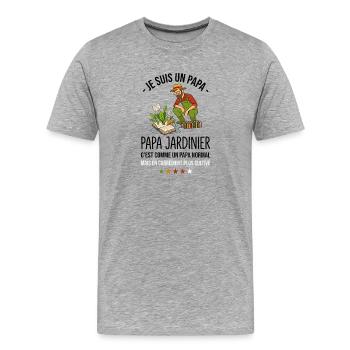 Papa Jardinier Cultivé Humour Fête des Pères - T-shirt bio Premium Homme - gris chiné - Devant - Damien (186cm)