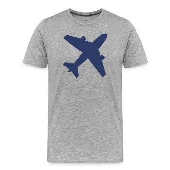 Airplane Solid Icon Aviation Flight Travel Aircraf - Männer Premium Bio T-Shirt - Grau meliert - Vorne - Damien (186cm)