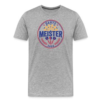 Champion de fléchettes 2026, Maillot gagnant, sweat à capuche, casquette, sac - T-shirt bio Premium Homme - gris chiné - Devant - Damien (186cm)