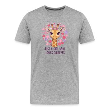 Giraffenliebe Mädchen GIRAFFE - Männer Premium Bio T-Shirt - Grau meliert - Vorne - Damien (186cm)