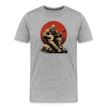 Banjo joueur de banjo Sasquatch-Bigfoot - T-shirt bio Premium Homme - gris chiné - Devant - Damien (186cm)