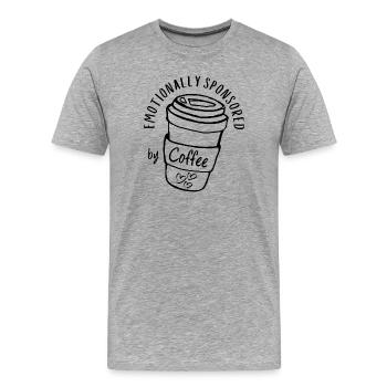 Emotional gesponsert von Coffee Caffeine Addict - Männer Premium Bio T-Shirt - Grau meliert - Vorne - Damien (186cm)