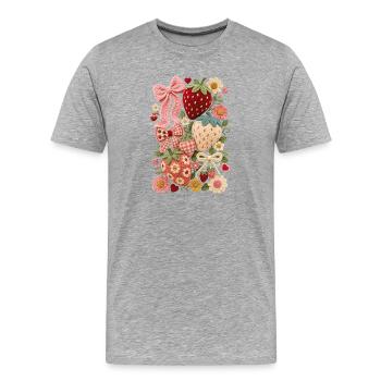 Erdbeer-Erdbeeren - Männer Premium Bio T-Shirt - Grau meliert - Vorne - Damien (186cm)
