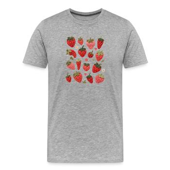 sixteen unique crochet strawberries - Men's Premium Organic T-Shirt - heather grey - Front - Damien (186cm)