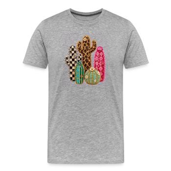 Kakteen-Gartenkakteen - Männer Premium Bio T-Shirt - Grau meliert - Vorne - Damien (186cm)