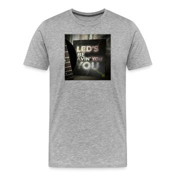 LEDS BE AVIN YOU by Mark Noone - Men's Premium Organic T-Shirt - heather grey - Front - Damien (186cm)