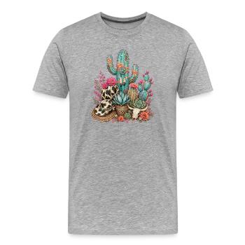 Kakteen-Gartenkakteen - Männer Premium Bio T-Shirt - Grau meliert - Vorne - Damien (186cm)