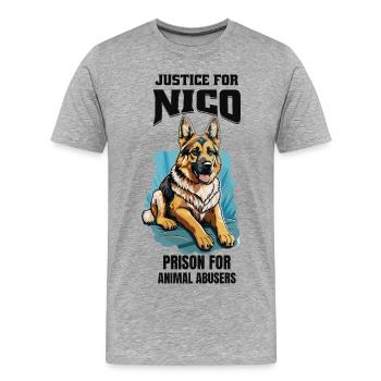 Gerechtigkeit für Nico gegen Tierquälerei - Männer Premium Bio T-Shirt - Grau meliert - Vorne - Damien (186cm)