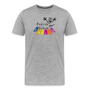 endlich Schule Emilia - Männer Premium Bio T-Shirt - Grau meliert - Vorne - Damien (186cm)