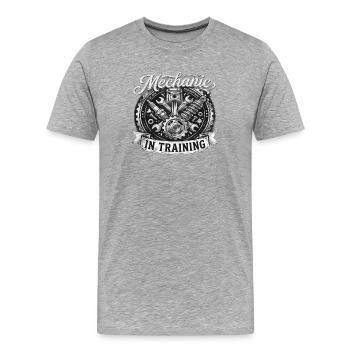 Mechanic in training Motif - Men's Premium Organic T-Shirt - heather grey - Front - Damien (186cm)
