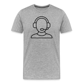 Kundensupport-Zeilen-Symbol Headset-Service-Symbol - Männer Premium Bio T-Shirt - Grau meliert - Vorne - Damien (186cm)