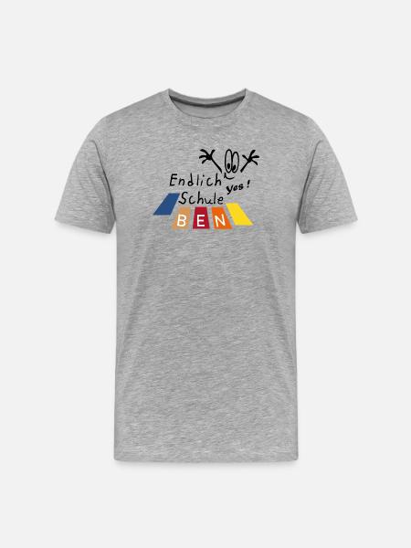 endlich Schule Ben - Männer Premium Bio T-Shirt - Grau meliert