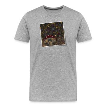 Foto mystischer Pilz Illustration - Männer Premium Bio T-Shirt - Grau meliert - Vorne - Damien (186cm)