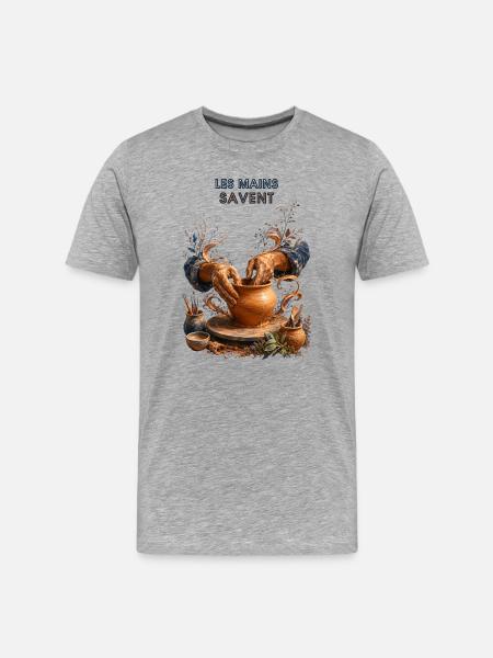 Mains du potier Argile en Fusion - T-shirt bio Premium Homme - gris chiné