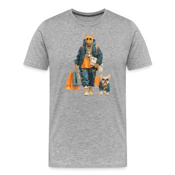 Glamour cat in streetwear jungle - Men's Premium Organic T-Shirt - heather grey - Front - Damien (186cm)