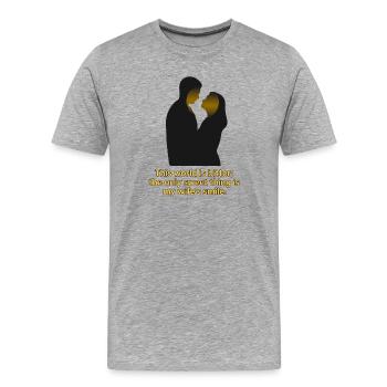 Étreinte du sourire de la douce épouse - T-shirt bio Premium Homme - gris chiné - Devant - Damien (186cm)