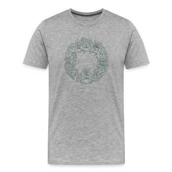 Grüner Pflanzenkranz - Männer Premium Bio T-Shirt - Grau meliert - Vorne - Damien (186cm)