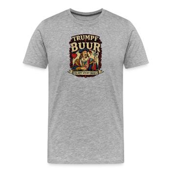 Vintage Heraldik Heldenillustration - Männer Premium Bio T-Shirt - Grau meliert - Vorne - Damien (186cm)
