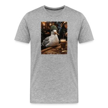 Hafenbar Zigarre Bar Möwe - Männer Premium Bio T-Shirt - Grau meliert - Vorne - Damien (186cm)