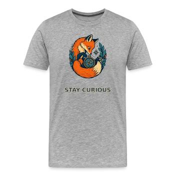 Reste Curieux Renard - T-shirt bio Premium Homme - gris chiné - Devant - Damien (186cm)