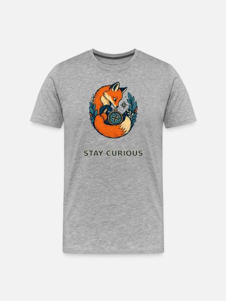 Stay Curious Fox - Men's Premium Organic T-Shirt - heather grey