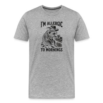 Waschbär Ich Bin gegen Morgende Allergisch - Männer Premium Bio T-Shirt - Grau meliert - Vorne - Damien (186cm)