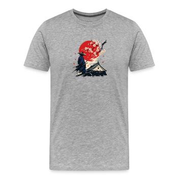 Samurai Under the Crimson Moon - Men's Premium Organic T-Shirt - heather grey - Front - Damien (186cm)
