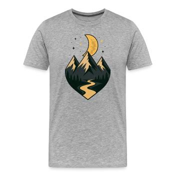 Chemin de la Montagne au Clair de Lune - T-shirt bio Premium Homme - gris chiné - Devant - Damien (186cm)