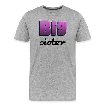 Lettrage de grande sœur pour la grande sœur - T-shirt bio Premium Homme - gris chiné - Devant - Damien (186cm)