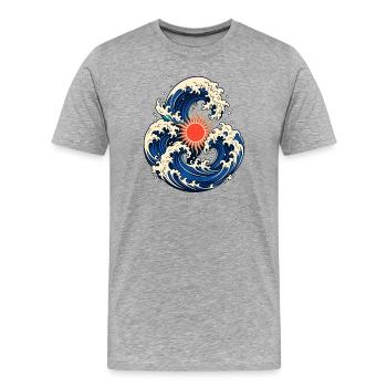 Sonnenozeanwellen - Männer Premium Bio T-Shirt - Grau meliert - Vorne - Damien (186cm)