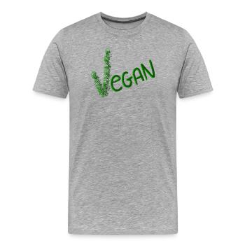 Vegan Statement in Green Brush - Men's Premium Organic T-Shirt - heather grey - Front - Damien (186cm)