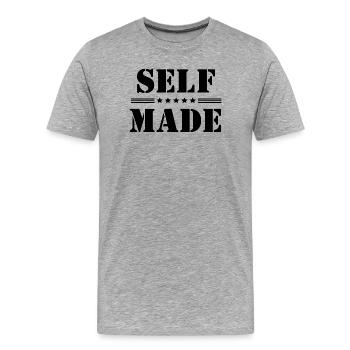 Self Made Stencil Stars Success Motivation  - Men's Premium Organic T-Shirt - heather grey - Front - Damien (186cm)