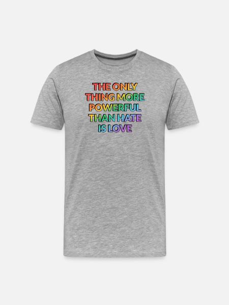 Powerful Love Over Hate - Men's Premium Organic T-Shirt - heather grey