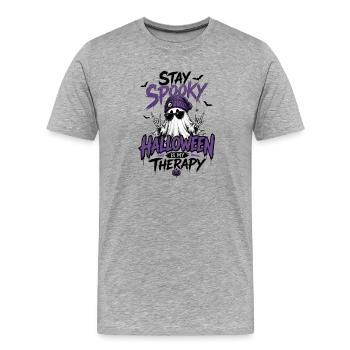 Stay Spooky – Halloween Is My Therapy Purple - Men's Premium Organic T-Shirt - heather grey - Front - Damien (186cm)