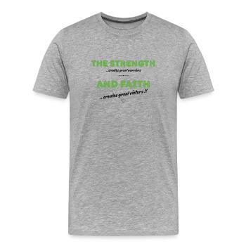 La Force et la Foi – Grands Guerriers et Vainqueur - T-shirt bio Premium Homme - gris chiné - Devant - Damien (186cm)