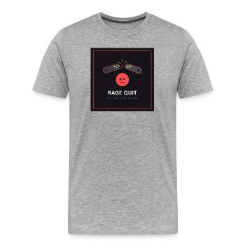 Rage Quit – Gamer Humoristique - T-shirt bio Premium Homme - gris chiné - Devant - Damien (186cm)