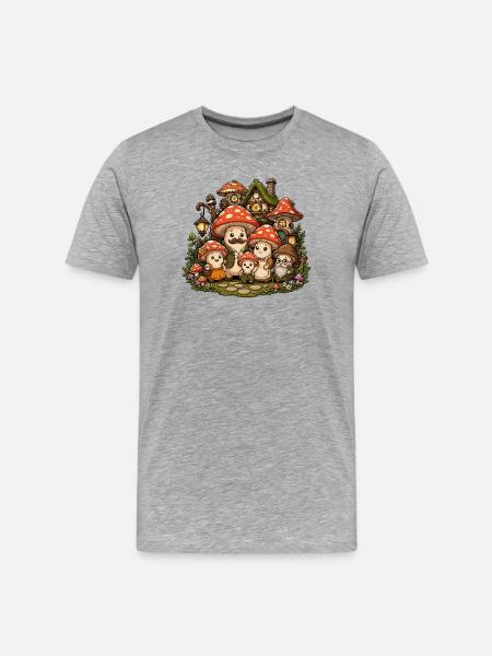 Mushroom Fairytale Forest Family - Men's Premium Organic T-Shirt - heather grey
