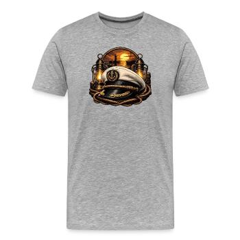 Chapeau de capitaine à la lumière du soir - T-shirt bio Premium Homme - gris chiné - Devant - Damien (186cm)