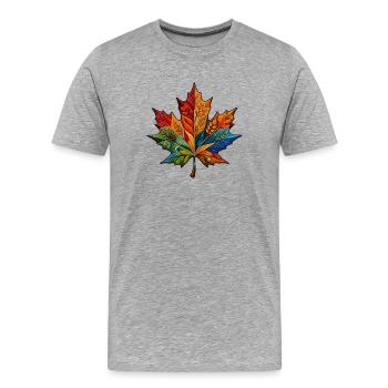 Feuille arc-en-ciel avec motifs botaniques - T-shirt bio Premium Homme - gris chiné - Devant - Damien (186cm)