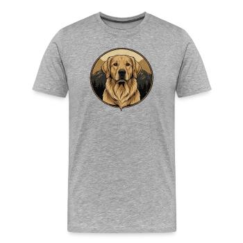 Golden Retriever Berg Silhouette Vintage Hund Desi - Männer Premium Bio T-Shirt - Grau meliert - Vorne - Damien (186cm)