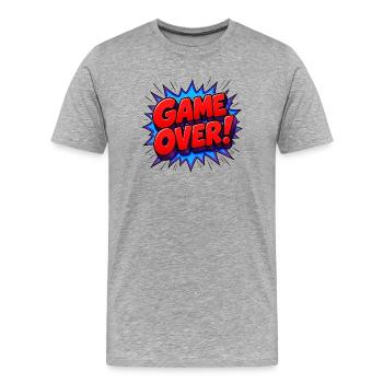 Comic Pop Art Game Over Statement  - Männer Premium Bio T-Shirt - Grau meliert - Vorne - Damien (186cm)