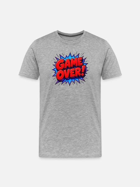 Comic Pop Art Game Over Statement - Männer Premium Bio T-Shirt - Grau meliert
