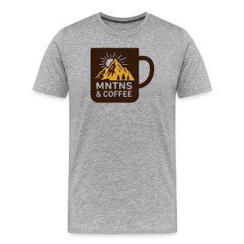 Berge Kaffee Tasse Abzeichen - Männer Premium Bio T-Shirt - Grau meliert - Vorne - Damien (186cm)