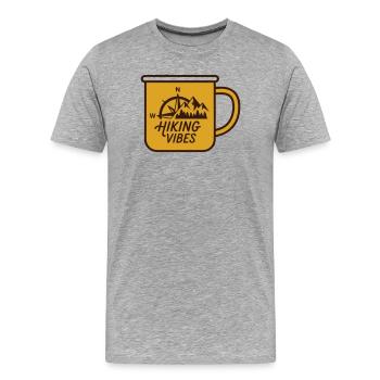 Wanderlust Tasse Kompass Logo - Männer Premium Bio T-Shirt - Grau meliert - Vorne - Damien (186cm)