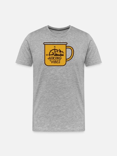 Wanderlust Mug Compass Logo - Men's Premium Organic T-Shirt - heather grey