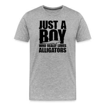 Just A Boy Who Really Loves Alligators - Männer Premium Bio T-Shirt - Grau meliert - Vorne - Damien (186cm)